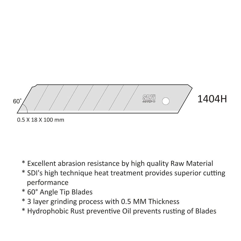SDI 1404H Snap Off Cutter Blades 18 Mm Quality Carbon Steel Blades Pack of 100 Pc - Image 4