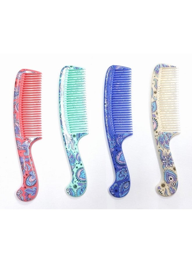 مابل مشط شعر مابل دريسينج بمقبض لفك التشابك مطبوع للنساء والرجال، متعدد الألوان، عبوة من 4 قطع - Image 1