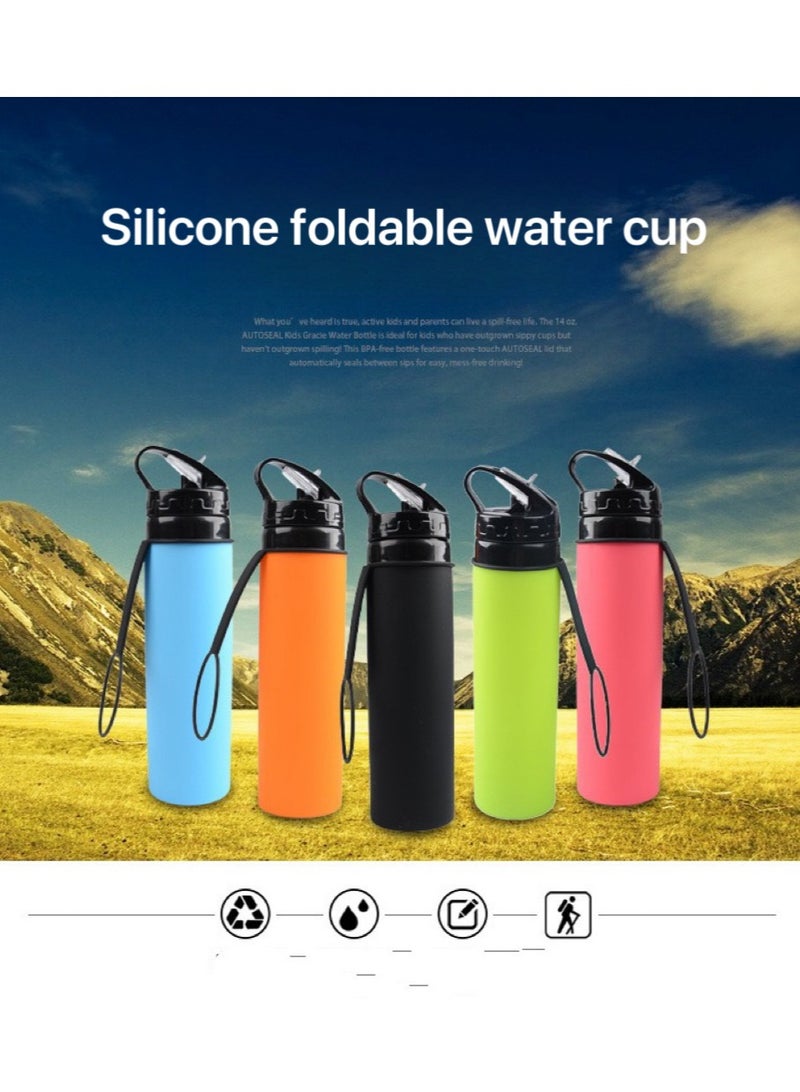 Goldfish 600ML Outdoor Sports Folding Water Cup with Straw Portable for Riding and Traveling - Image 2