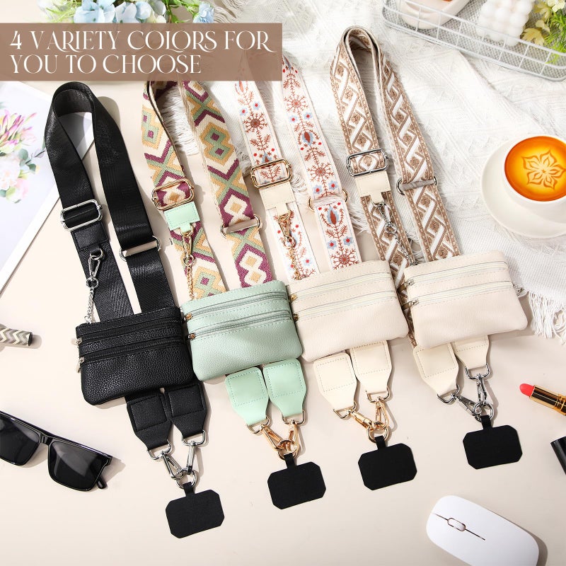 Vincreem 4 Pack Clip and Go Strap for Phone with Wallet Crossbody Phone Strap with Zippered Pouch Adjustable Lanyard Bag(Cute) - Image 5