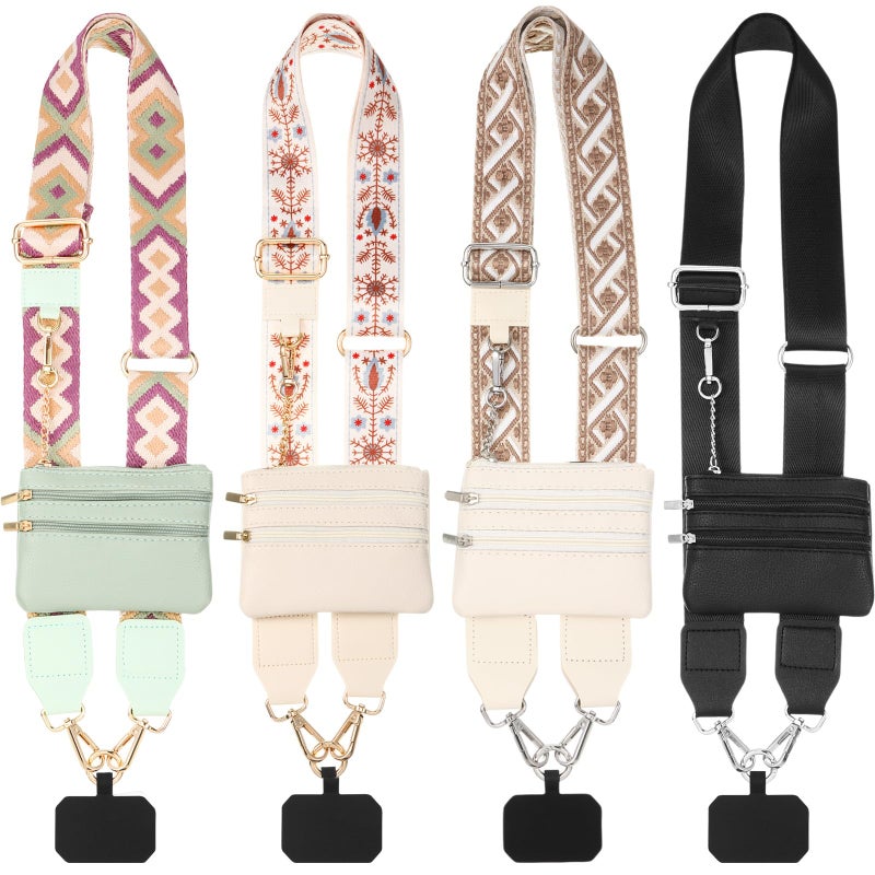 Vincreem 4 Pack Clip and Go Strap for Phone with Wallet Crossbody Phone Strap with Zippered Pouch Adjustable Lanyard Bag(Cute) - Image 1