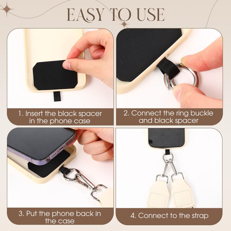 Vincreem 4 Pack Clip and Go Strap for Phone with Wallet Crossbody Phone Strap with Zippered Pouch Adjustable Lanyard Bag(Cute) - Image 3