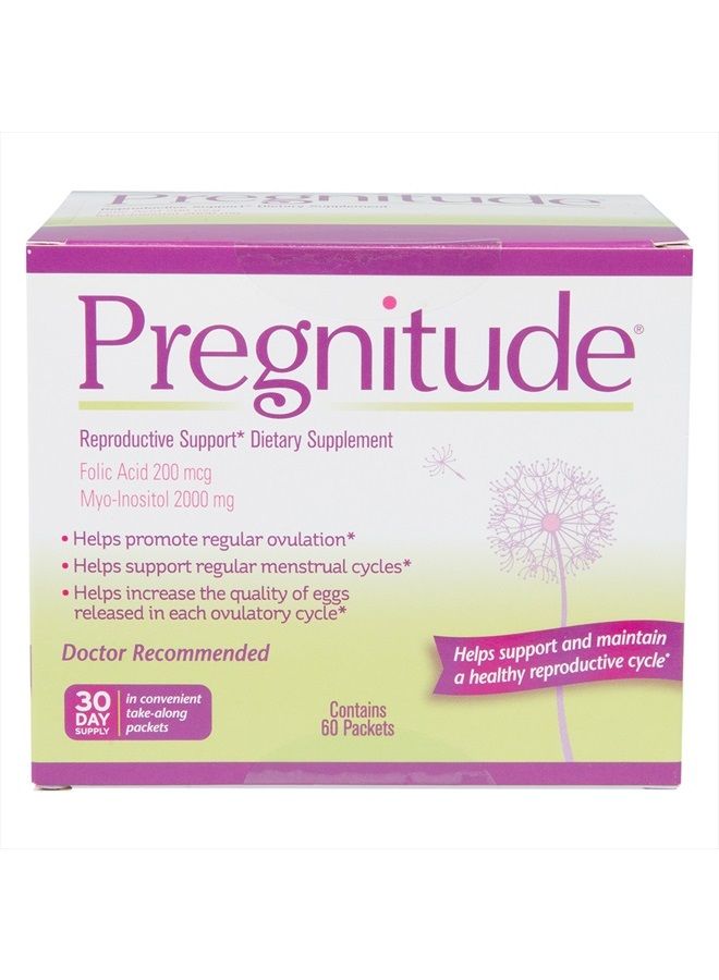 Everett Laboratories Pregnitude Reproductive Dietary Supplement - 60 Fertility Support Packets - Can Promote Regular Ovulation, Menstrual Cycles, and Increase Quality of Eggs - Image 1