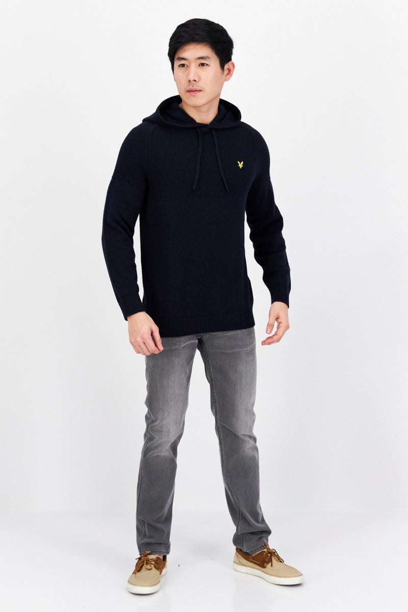 Lyle & Scott Men Long Sleeve Embroidered Logo Hoodie, Navy Blue - Image 4