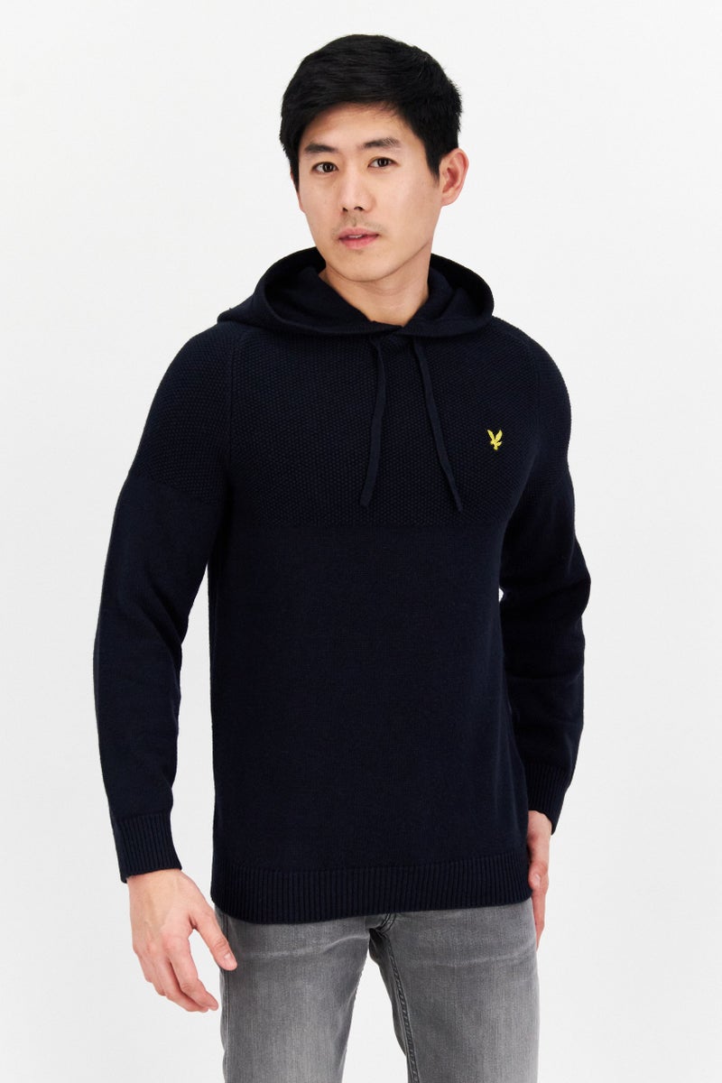 Lyle & Scott Men Long Sleeve Embroidered Logo Hoodie, Navy Blue - Image 1