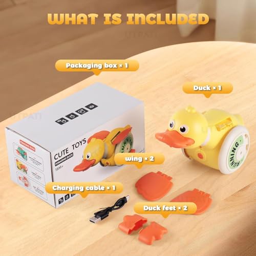 UTPATI Interactive Duck Crawl Toy with Electric 360° Rotating Music and Lights Active Play Development for Children Cute Fun Sound and Light Round Duck Baby Guide to Learn to Climb Toys (Multicolour) - Image 2