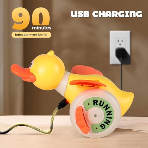 UTPATI Interactive Duck Crawl Toy with Electric 360° Rotating Music and Lights Active Play Development for Children Cute Fun Sound and Light Round Duck Baby Guide to Learn to Climb Toys (Multicolour) - Image 4