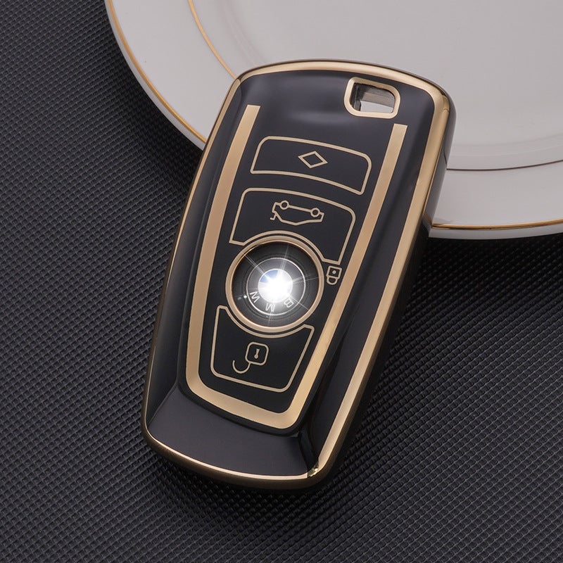 Generic Applicable treasure M key case 5 series three five 57li3 series 320Li/118i key chain X Series car key case Tungsten steel Black single shell