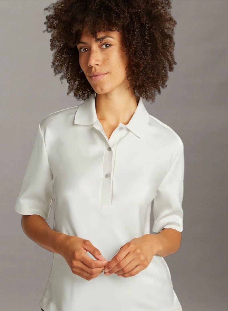 CALVIN KLEIN Satin Polo Shirt - Image 3