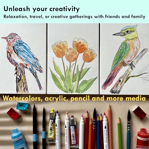 tumuarta Watercolor Coloring Book, 20 Unique Floral Designs, 5x7”, 100% Cotton, 300GSM, 140 LB, 20 Sheets, Cold Press, Acid Free Watercolor Paper Sketchbook, Glue Bound Mixed Media Pad (Flowers) - Image 2
