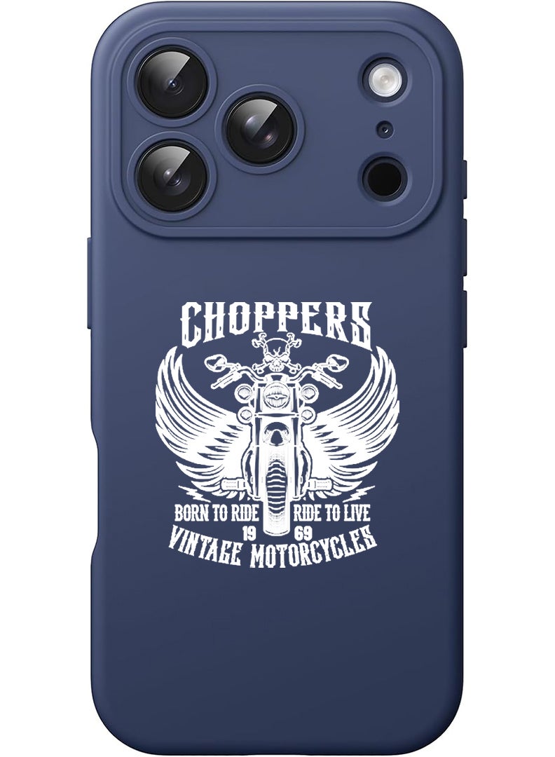 Theodor Protective Slim Fit Case Liquid Silicone Cover with Full Body Protection Anti-Scratch Shockproof Case For Apple iPhone 17 Pro Max (Blue) Choppers - White - Image 1