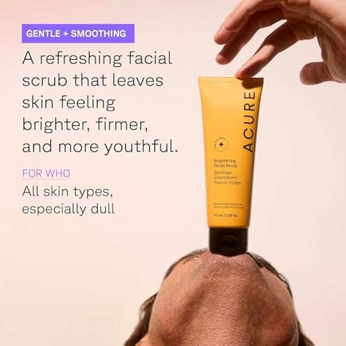Acure Brightening Facial Scrub - Exfoliating Face Wash, Gentle Daily Scrubber & Exfoliator for Women & Men for Radiant Skin, Cleansing Wash with Sea Kelp & French Green Clay - 4 fl oz - Image 4