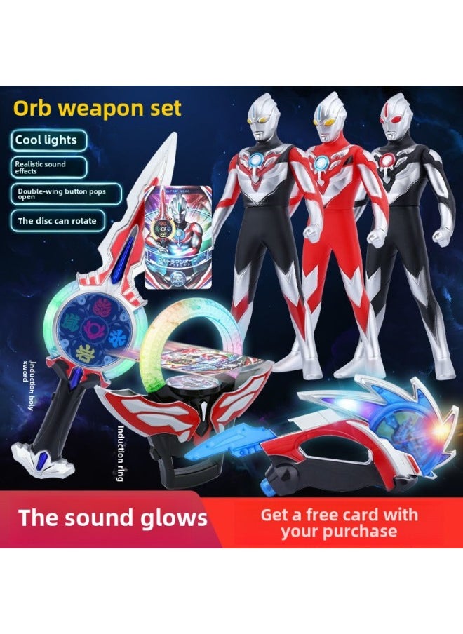 null - Langrisser Induction Ring Light Saw Card Bracelet Summoner Suit Deformation Toy-Color:Induction Holy Sword + 1 Induction Card (send Card + Battery)-Specifications:Standard - Image 1