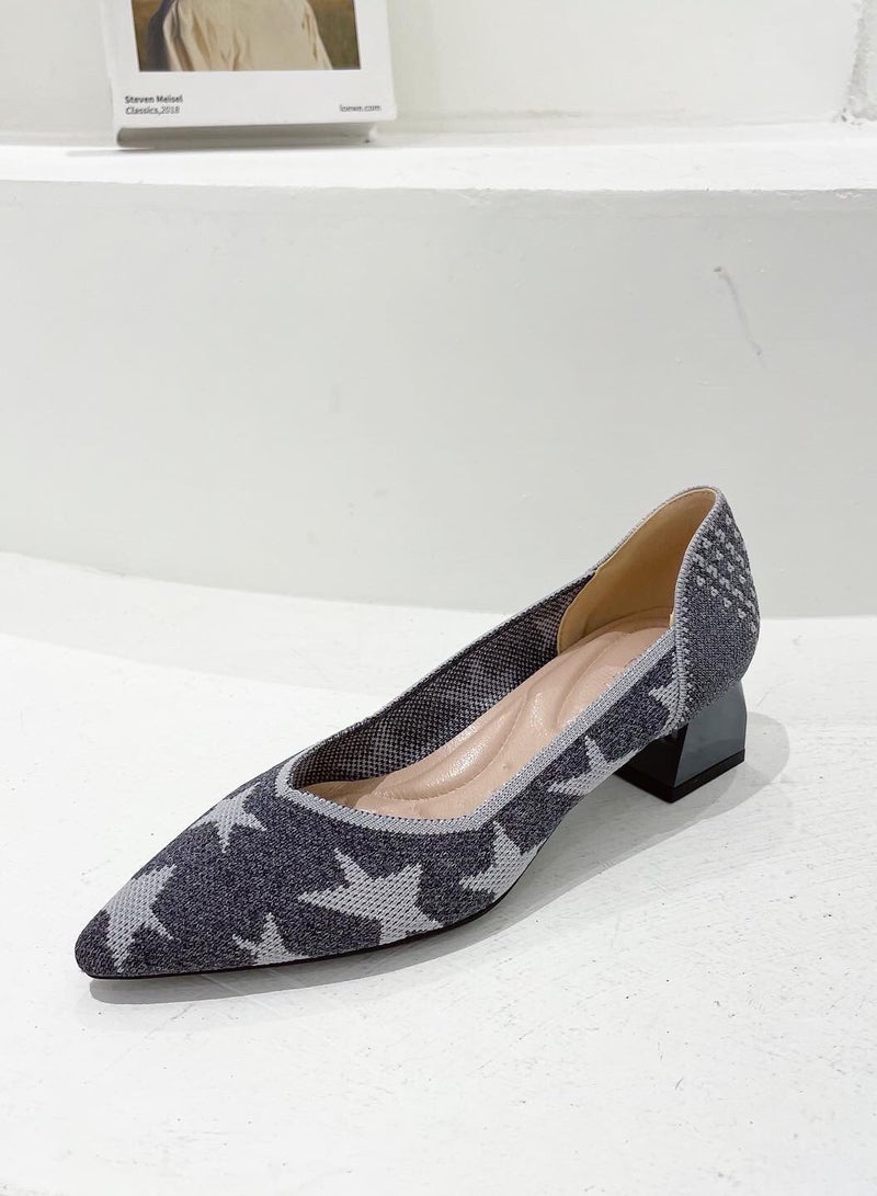 KUYING Single Shoe Women's Thick Heel Versatile Shoes  - Image 1