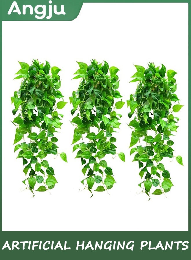 انججو 3PCS النباتات المعلقة الاصطناعية مزيفة المعلقة مصنع، مزيفة عاج العنب للجدار بيت غرفة الديكور الداخلي في الهواء الطلق - Image 1