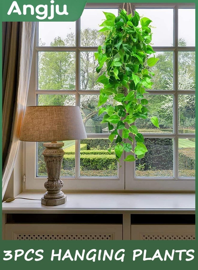 انججو 3PCS النباتات المعلقة الاصطناعية مزيفة المعلقة مصنع، مزيفة عاج العنب للجدار بيت غرفة الديكور الداخلي في الهواء الطلق - Image 5