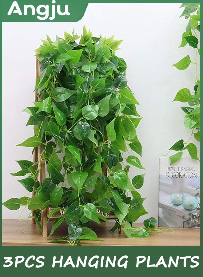 انججو 3PCS النباتات المعلقة الاصطناعية مزيفة المعلقة مصنع، مزيفة عاج العنب للجدار بيت غرفة الديكور الداخلي في الهواء الطلق - Image 4
