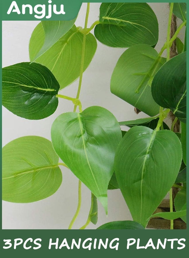 انججو 3PCS النباتات المعلقة الاصطناعية مزيفة المعلقة مصنع، مزيفة عاج العنب للجدار بيت غرفة الديكور الداخلي في الهواء الطلق - Image 2
