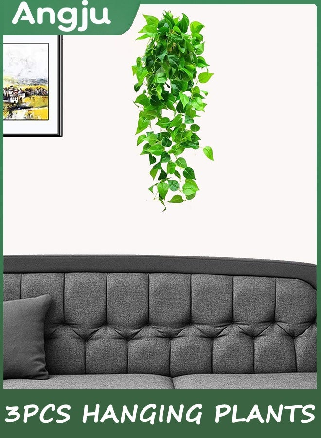 انججو 3PCS النباتات المعلقة الاصطناعية مزيفة المعلقة مصنع، مزيفة عاج العنب للجدار بيت غرفة الديكور الداخلي في الهواء الطلق - Image 3