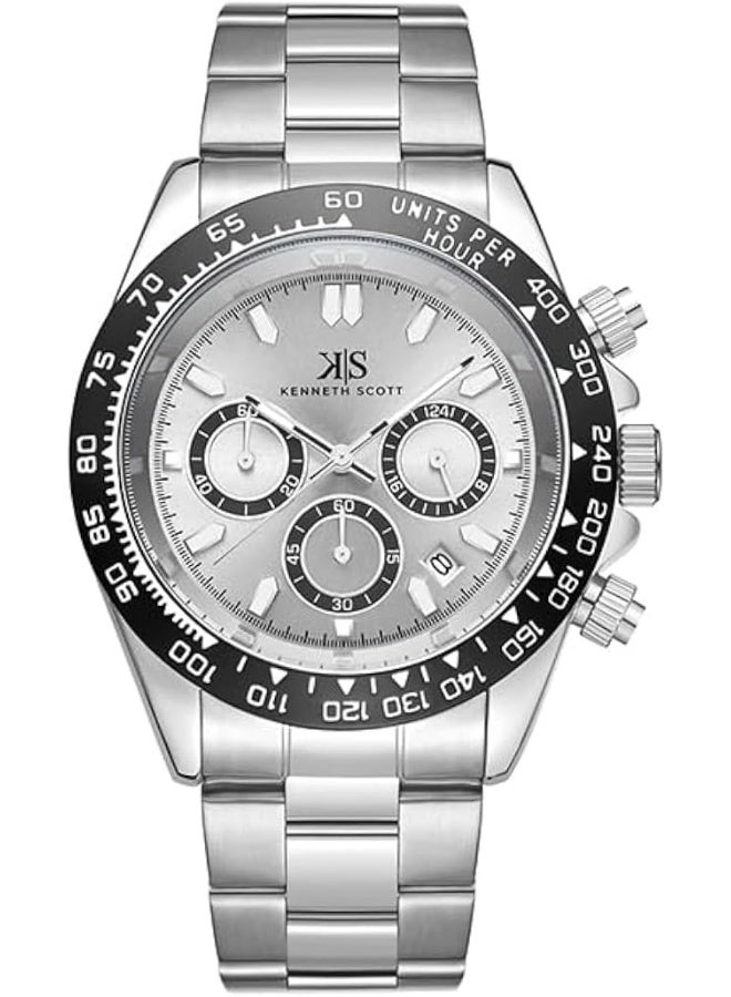 Kenneth Scott Mens Watch, Multi Function Display and Stainless Steel Strap - K23123-SBSWB - Image 1
