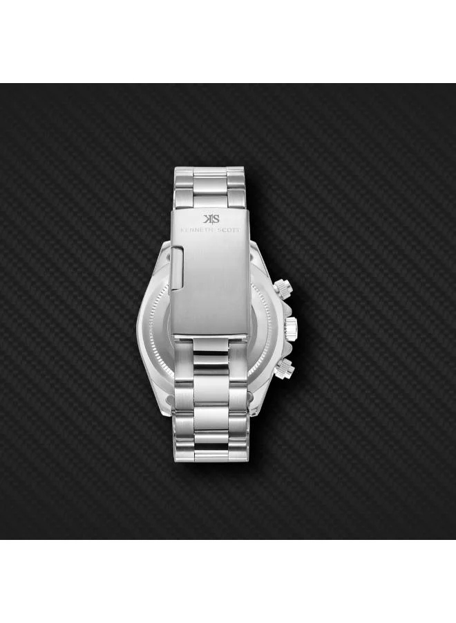 Kenneth Scott White Kenneth Scott Mens Watch, Multi Function Display and Stainless Steel Strap - K23123-SBSWB for Men | Best Price UAE