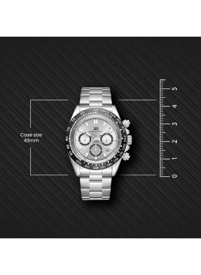 Kenneth Scott White Kenneth Scott Mens Watch, Multi Function Display and Stainless Steel Strap - K23123-SBSWB for Men | Best Price UAE