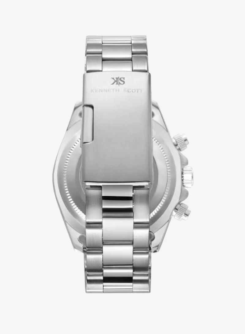 Kenneth Scott White Kenneth Scott Mens Watch, Multi Function Display and Stainless Steel Strap - K23123-SBSWB for Men | Best Price UAE