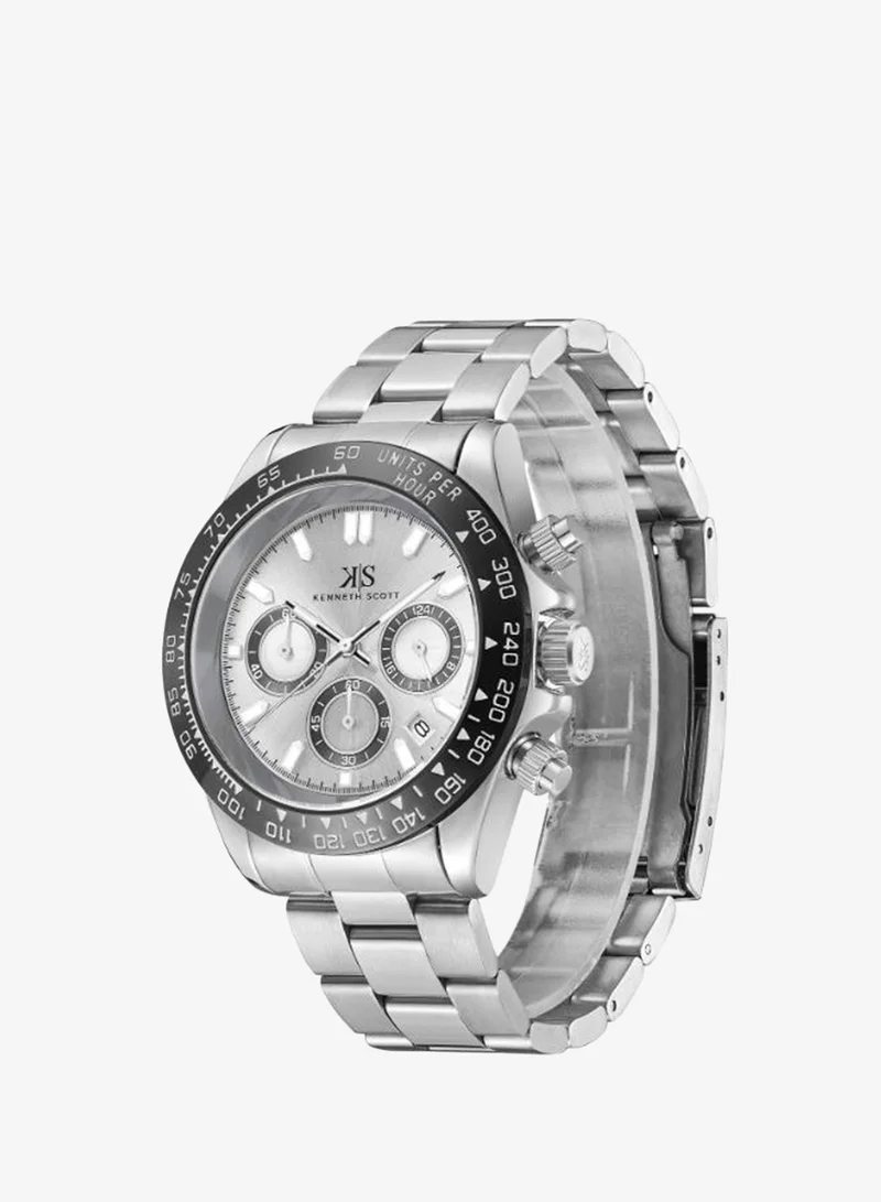 Kenneth Scott Kenneth Scott Mens Watch, Multi Function Display and Stainless Steel Strap - K23123-SBSWB