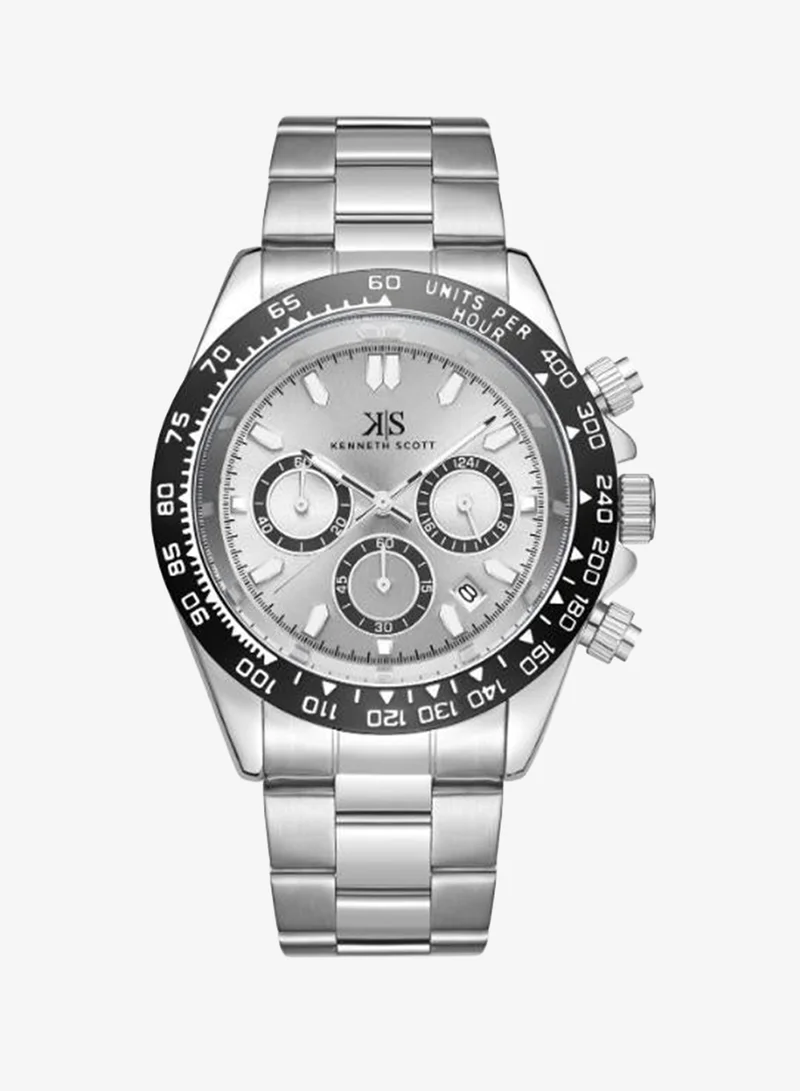Kenneth Scott Kenneth Scott Mens Watch, Multi Function Display and Stainless Steel Strap - K23123-SBSWB