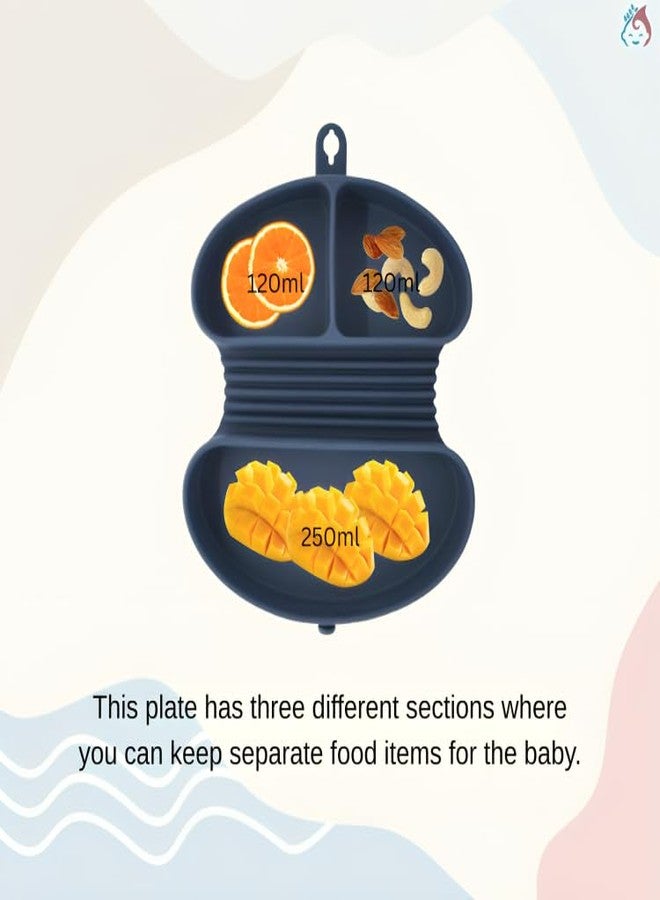 Babylief™ Portable/Travel Friendly Silicone Divided Plate (Navy) - Image 3