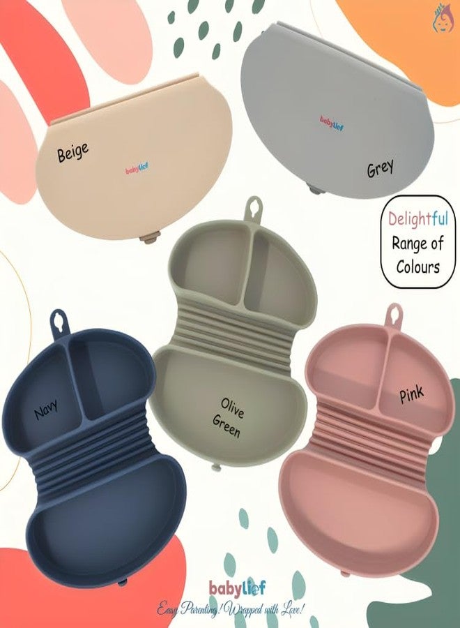 Babylief™ Portable/Travel Friendly Silicone Divided Plate (Navy) - Image 5