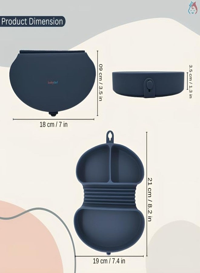 Babylief™ Portable/Travel Friendly Silicone Divided Plate (Navy) - Image 4