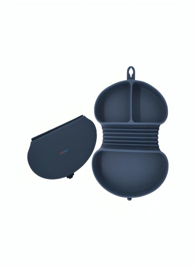 Babylief™ Portable/Travel Friendly Silicone Divided Plate (Navy) - Image 1
