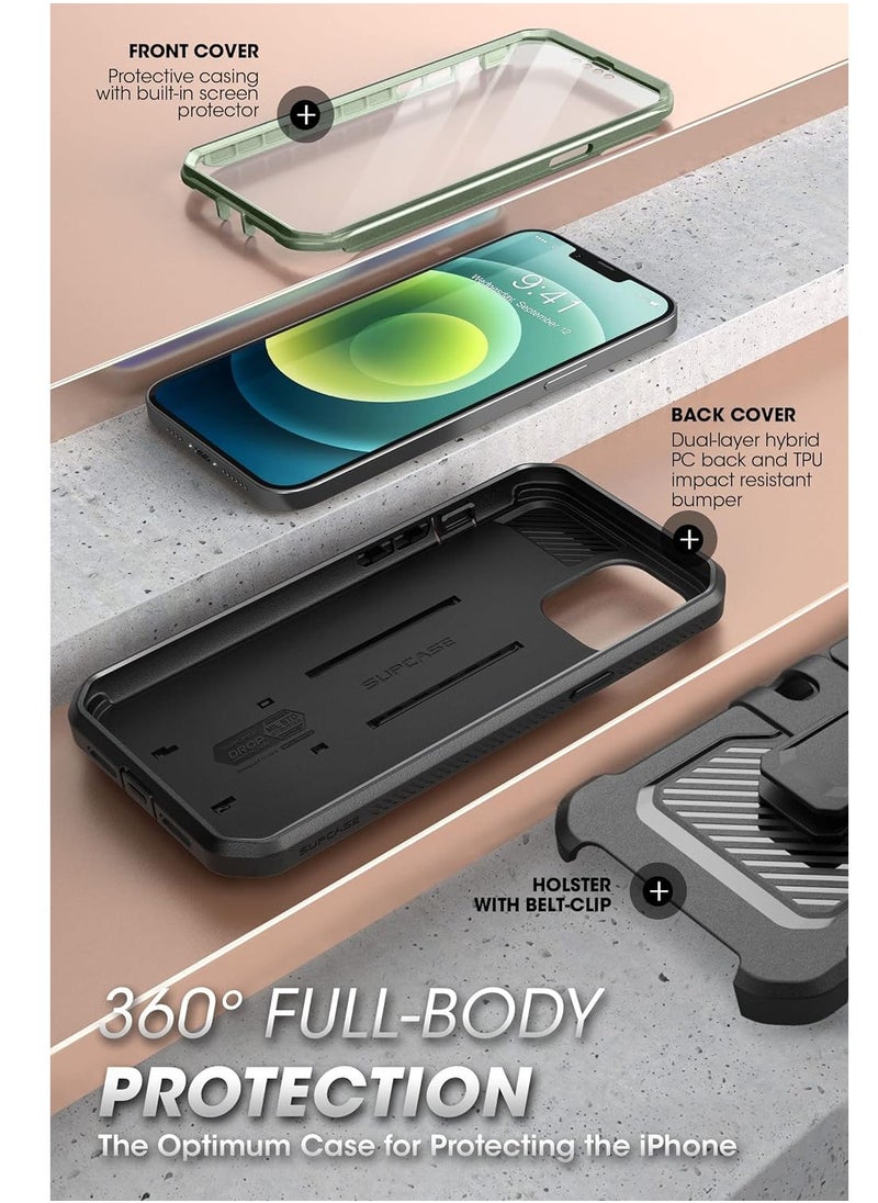 SUPCASE Unicorn Beetle Pro Series Case for iPhone 13 Pro Max (2021 Release) 6.7 Inch, Built-in Screen Protector Full-Body Rugged Holster Case (Guldan)