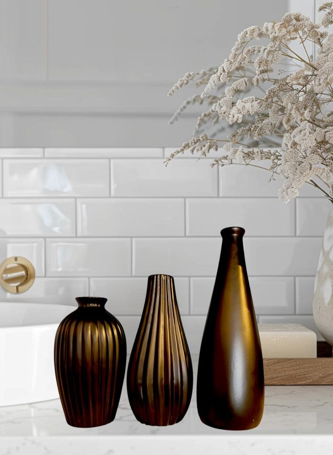 Artisans Bazar Black Ceramic Bottle Vase Set of 3, Premium Home Decor - Image 2
