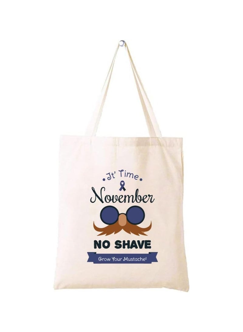 PRINTSHOP4ME Movember Awareness Cotton Jute Bag Eco-Friendly Tote For Supporting Men's Health Initiatives Ideal For Events,Fundraisers And Everyday Use Perfect For Supporting ProstateCancer Initiatives - Image 1