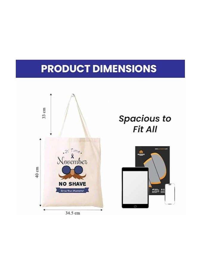 PRINTSHOP4ME Movember Awareness Cotton Jute Bag Eco-Friendly Tote For Supporting Men's Health Initiatives Ideal For Events,Fundraisers And Everyday Use Perfect For Supporting ProstateCancer Initiatives - Image 3