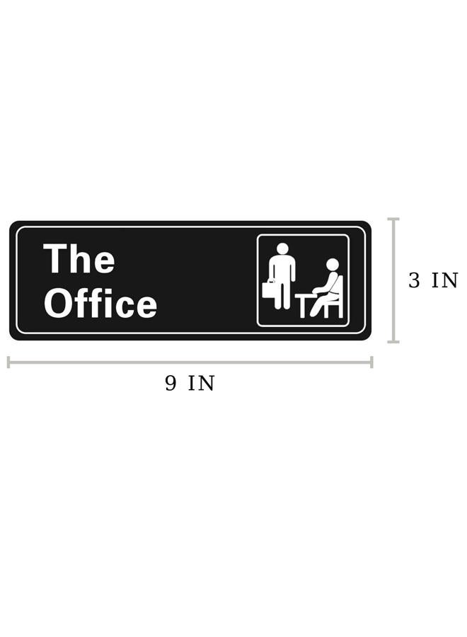 Nakimo The Office Sign Self-Adhesive Sign 9 X 3 Inch Door or Wall Sign Name Plate Acrylic (Black and White) - Image 2