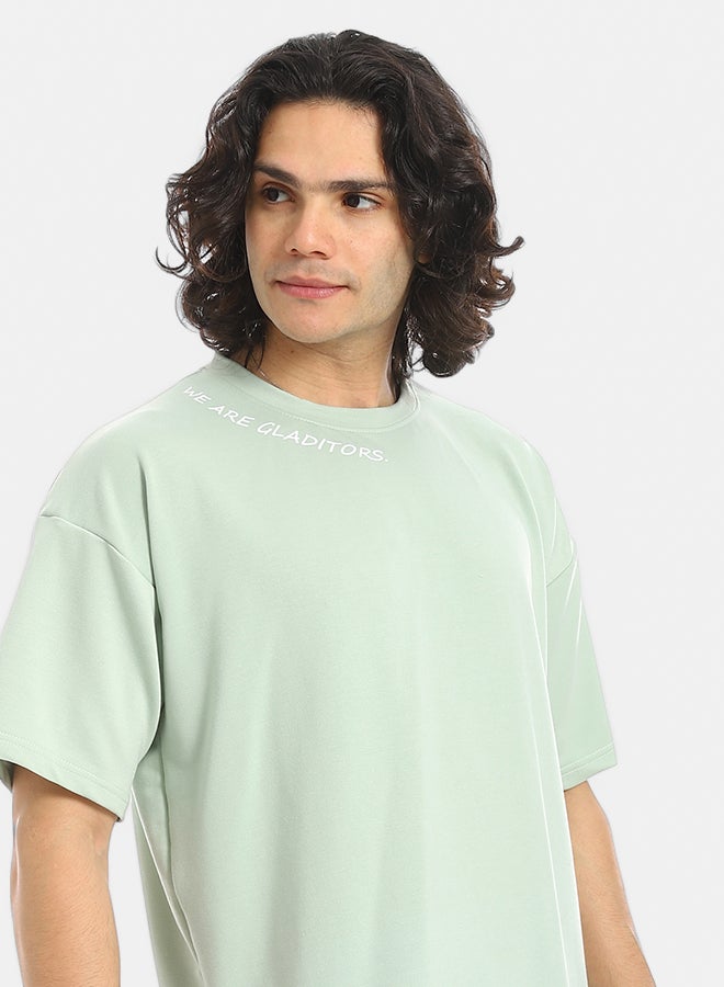 Red Circle Mint Green Slip On Back Printed T-Shirt and Pants Set - Image 4