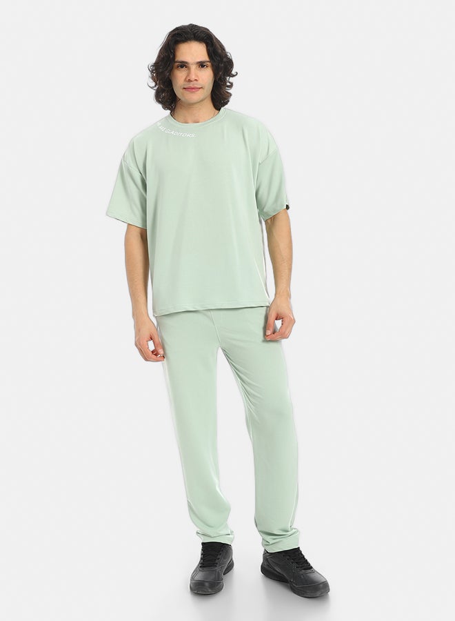 Red Circle Mint Green Slip On Back Printed T-Shirt and Pants Set - Image 1