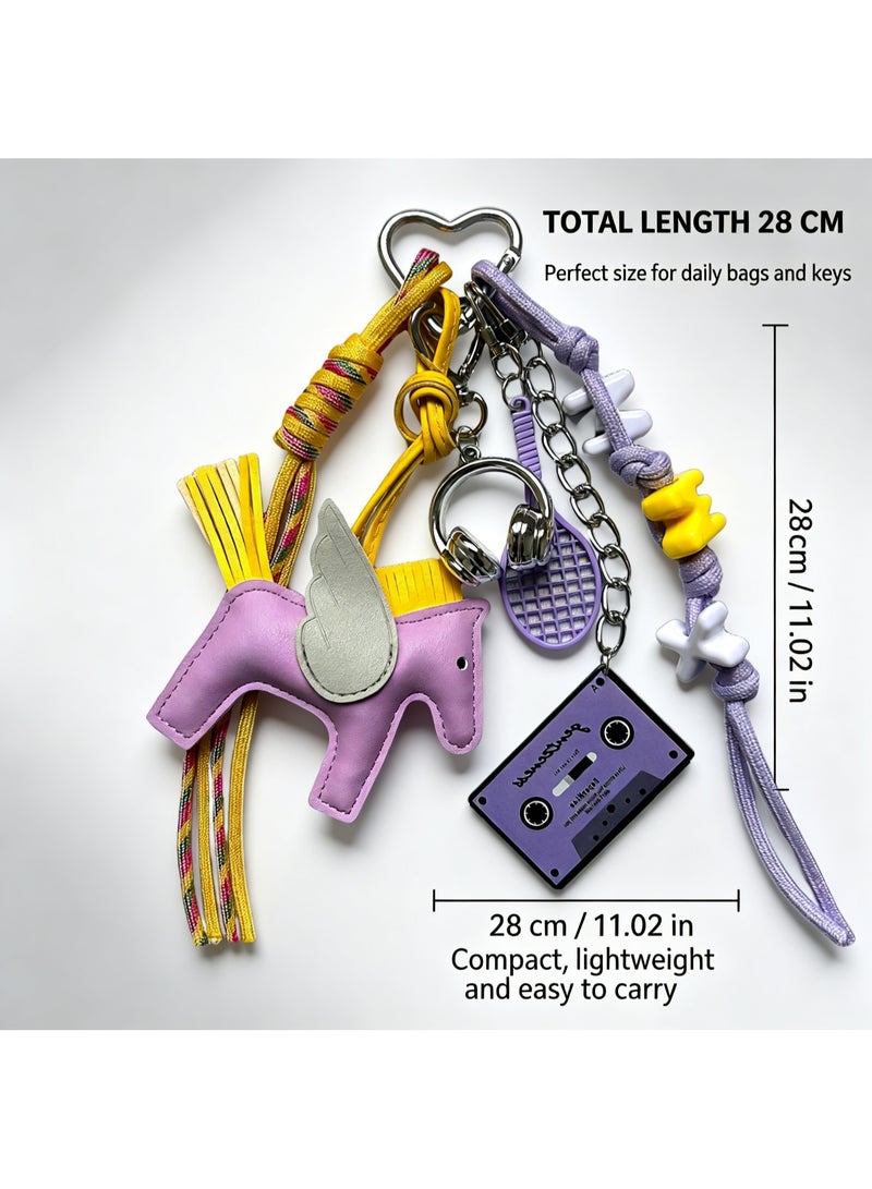 Teeny Baby Y2K Style Winged Horse Keychain with Charms for Bags and Keys, 28cm - Image 3