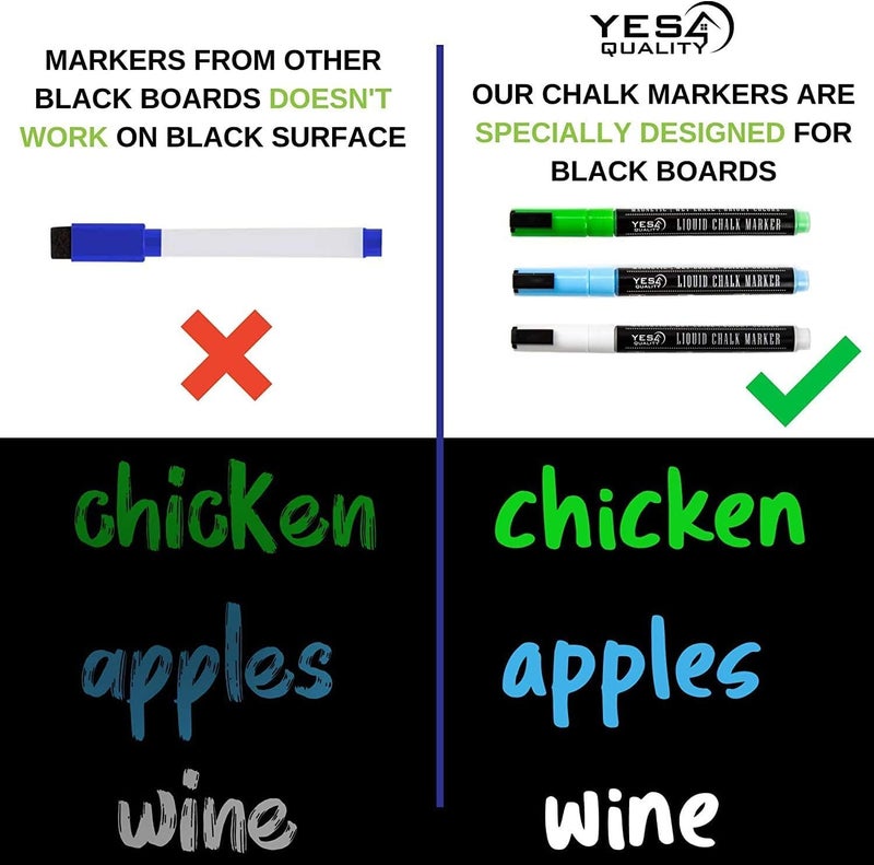 YES4QUALITY Magnetic Liquid Chalk Markers (3 Pack), Vibrant Neon Colors w/ 3 mm Fine Bullet Tip, Erasable Dry Erase Pens for Blackboards, Whiteboards Chalkboard Signs, Windows & Glasses - Image 4