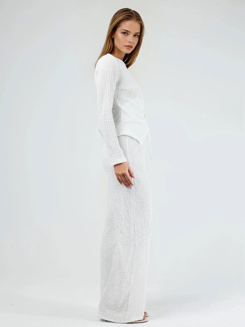 BUSEM Textured Wide Leg Trousers with Drawstring Waist - Image 2