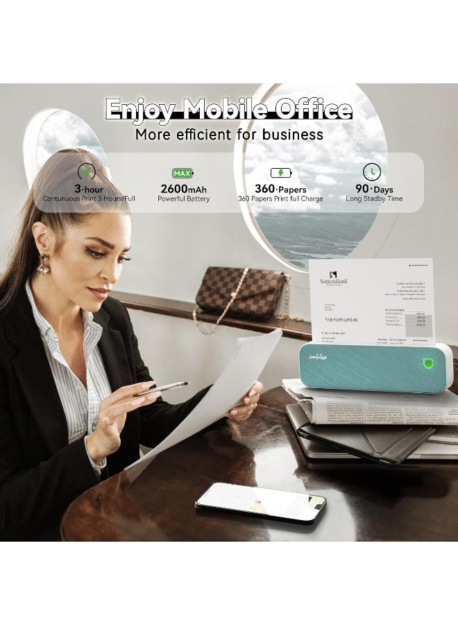 PeriPage A40 Thermal Portable Printer, Supports 8.26"x11.69" US Letter, Wireless Inkless Bluetooth Mobile Travel Printer, Compatible with Android and iOS, Prints Documents, Tattoo Paper, Photos Blue Color - Image 3