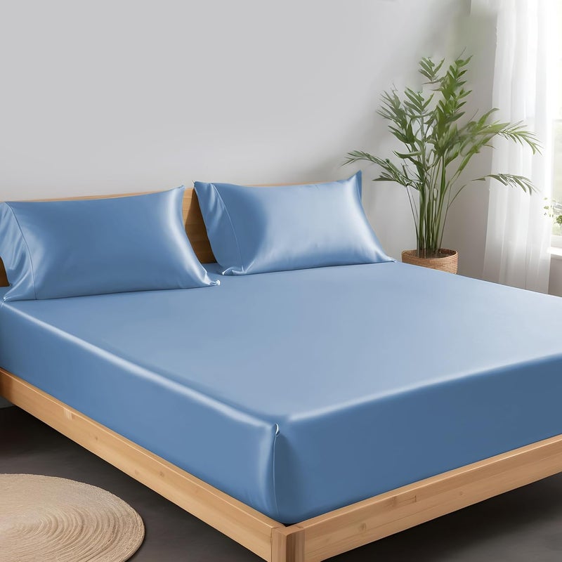 لينينوالاس شرشف ملكي مقاس 150x200 سم، 100% حرير خيزران عضوي لسرير حجم كينغ، جيب عميق يصل إلى 40 سم، ناعم، مبرد، هيبوالرجينيك (أسود نفاث) - Image 2
