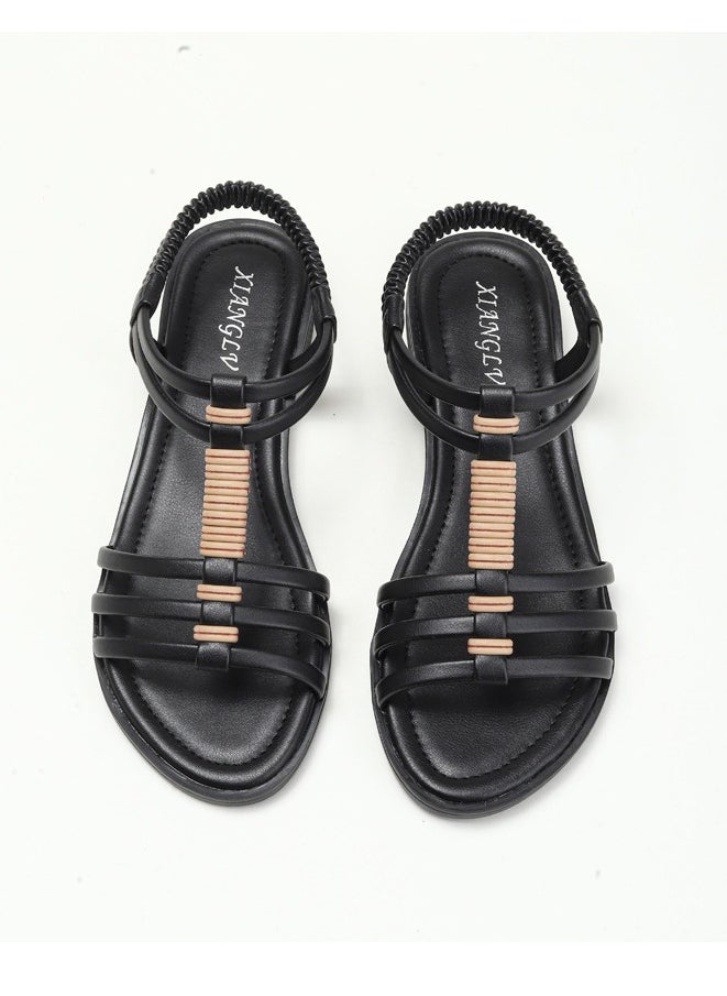 SIKETU 2025 Summer New Roman Sandals Retro Hollow Flat Comfortable Tourist Beach Sandals  - Image 2