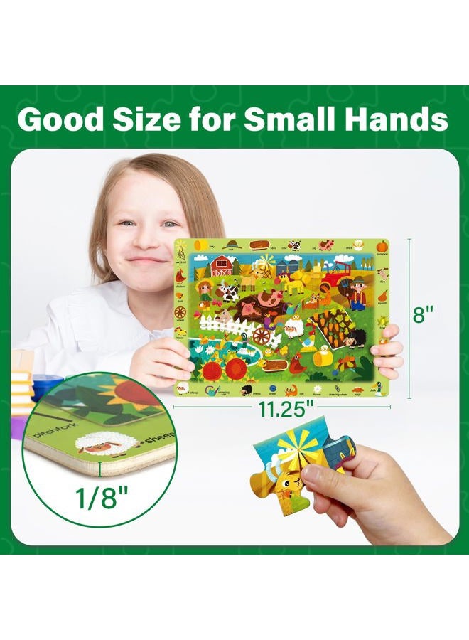 BenBen Large Wooden Puzzles for Kids Ages 4-6, 6 Pack 24 Piece Search and Find Puzzles for Toddlers 3-5, Educational Learning Toys Gifts for 3 4 5 Year Old Boys Girls - Image 2