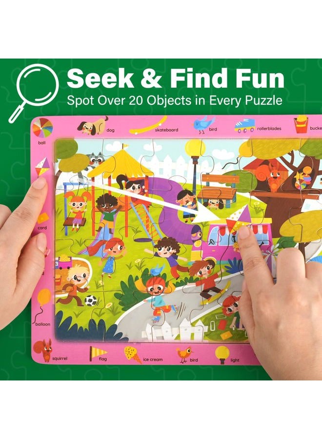 BenBen Large Wooden Puzzles for Kids Ages 4-6, 6 Pack 24 Piece Search and Find Puzzles for Toddlers 3-5, Educational Learning Toys Gifts for 3 4 5 Year Old Boys Girls - Image 3