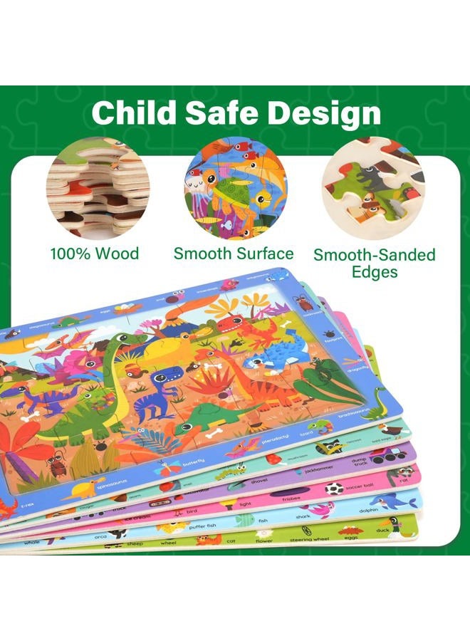 BenBen Large Wooden Puzzles for Kids Ages 4-6, 6 Pack 24 Piece Search and Find Puzzles for Toddlers 3-5, Educational Learning Toys Gifts for 3 4 5 Year Old Boys Girls - Image 5