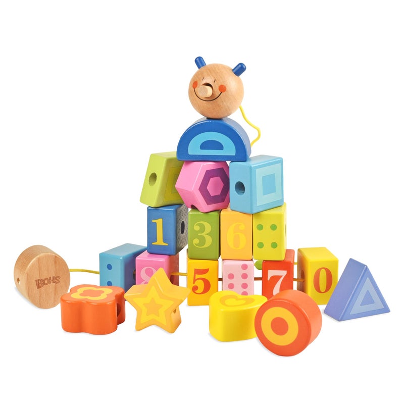 BOHS Caterpillar Lacing Blocks - Threading & Stacking - Toddler Learn Counting, Numbers and Shapes- Baby Kids Fine Motor Skills Toys - Image 4